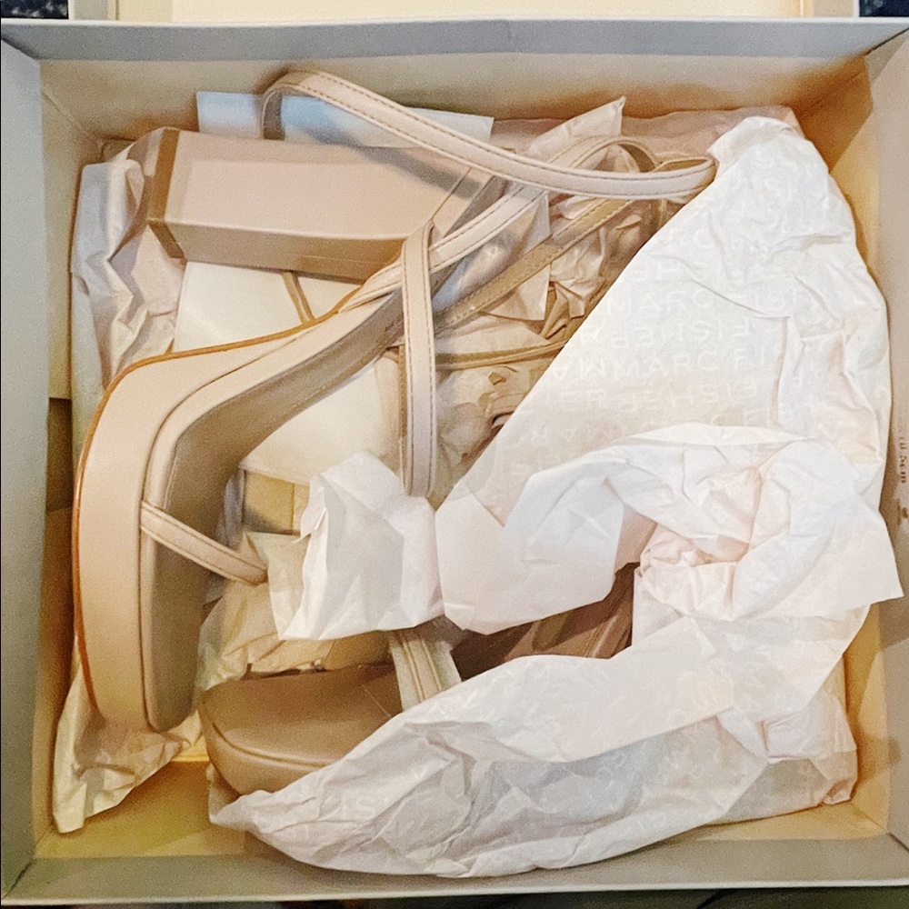 NWT Marc Fisher Nude Heels with Ankle Strap